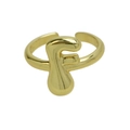 Polierter 18k Goldring mit Buchstaben F im Bubble-Design und verstellbarer Schiene - Buchstabe F / Gold