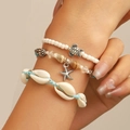 Set braccialetti bohémien con ciondoli stella marina tartaruga e perline blu - Corda Blu Oceano Multistrato (46 Corda Blu DZ-331)