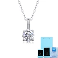 Halskette aus S925 Sterlingsilber mit Moissanit-Anhänger, Luxus-Geschenkbox und Zertifikat - 925er Silber / S925 Silber Lab-Grown Diamant-Anhänger 1ct mit NGTC-Zertifikat & Geschenkbox
