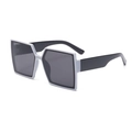 Kids vintage square oversized sunglasses with white frames and black temples - Gray Frame With Black Feet