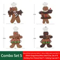 Set of 4 gingerbread man Christmas ornaments in brown resin, size 10x7 cm for decor - Chef Gingerbread Man Ornament Set 5 (4 Pieces)