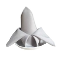 Elegant grey hotel cloth napkin folded in a bishop hat shape on a white plate - Silver Grey