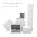 Coffret à bijoux en similicuir blanc avec doublure en velours gris pour bagues et colliers - Petite Boîte d'Ensemble (16*11*4cm) / Blanc