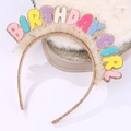 Kleurrijke Birthday Girl haarband met kant en gouden glitters voor verjaardag - Birthday Girl Goud Glitter Stijl