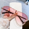 Oversized pink gradient aviator sunglasses with gold metal frame and hollow out temples - Dual-tone Pink