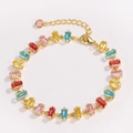 Detalle de pulsera dorada ajustable con piedras de circonita cúbica multicolores - 3*6mm Rectangular Colorido (Dorado)