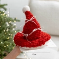 Red plush Christmas tree hat headband with white bows, 21cm height, holiday accessory - No.24 Pointed Santa Hat