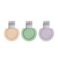 Tres botellas de viaje de silicona de 60 ml en amarillo, verde y púrpura con tapas grises - Colores Mezclados Juego de 3 / 60ML