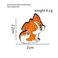 Cute corgi dog soft enamel pin in orange and white eco-friendly alloy for apparel - Sitting Corgi (CC872)