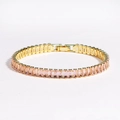 Elegant gold bracelet with rectangular pink zircon stones in a classic row design - Gold Pink Zircon