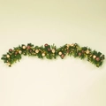 40cm PE Christmas wreath with gold baubles berries and warm LED lights - 180CM Christmas Garland (Lighted)
