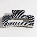 Fashionable large checkered hair claw clip in black and white finish for women - Small Black and White Grid