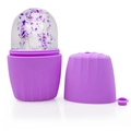 Purple silicone ice face roller beauty tool with lavender infused ice mold and cap - Striped Style - Purple