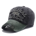 Vintage dark gray and green baseball cap with washed denim texture and letter embroidery - One Size / Dark Green and Deep Grey