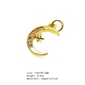 Golden moon and star pendant in copper with zircon inlay, size 11x17mm, for DIY jewelry - 2# (Moon Star)