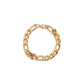 Golden Figaro chain bracelet in stainless steel with lobster clasp on white background - Width 10mm / 17cm / Gold