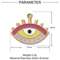 Detail view of colorful evil eye heart pendant with 14mm height and 17mm width parameters - Multicolor Enamel Eye