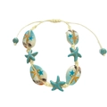 Handmade woven starfish shell bracelet with colorful beads on white background - Starfish (N-248)