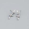Orecchini a farfalla in argento S925 con nappe e zirconi bianchi brillanti e fini - Argento 925 / Oro Bianco