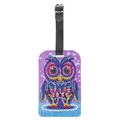 DIY 5D diamond painting luggage tag featuring a colorful purple and blue cartoon owl - Purple Owl