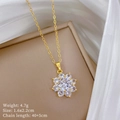 Detail of flower zircon pendant with measurements 1.6x2.2cm and 4.7g weight - Gold Chain White Flower Pendant (F153)