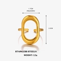 Adjustable golden stainless steel ring featuring a minimalist hollow oval geometric design - Gold Oval Ring