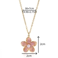 Dimensions détaillées du collier fleur en émail rose avec perle et chaîne dorée - Pendentif Fleur à Cinq Pétales Rose (G10246731G-2)