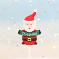 Christmas Santa Claus soft rubber cake topper with green banner and 5.7cm size detail - New Soft Glue Santa with Banner