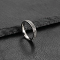 Minimalist 2mm silver titanium steel ring with double row of clear sparkling crystals - Steel (2 Rows)