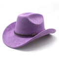 Detailansicht eines lila Westernhutes aus Wildleder mit braunem geflochtenem Band - M(56-59CM) / Taroviolett (Wildleder)