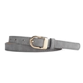 Chic grey suede-textured slim belt with a polished golden D-ring buckle for women - Regular / Gray