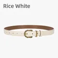 Classic cream white leather belt for women featuring an antique gold floral buckle detail - Off-white