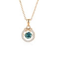 Elegante rotgoldene S925 Silber Unendlichkeit Kette mit tanzendem ozeanblauen Kristall - 925er Silber / Grüner Moissanit Roségold
