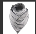 Thick grey knitted winter shawl with diagonal texture and metallic buckle closure - 150*75cm / Grey Diagonal Metal Buckle (Image 51)