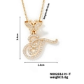 Gold letter T necklace with butterfly detail and white cubic zirconia on white background - Butterfly Letter T Pendant Style (N00203J-H--T)
