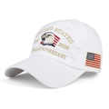 White baseball cap featuring United States 250th anniversary eagle embroidery and flag patch - Adult One Size / White