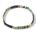 Ensemble de bracelets en perles Tila avec des carreaux noirs, dorés et turquoise - Noir Or Turquoise