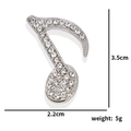Spilla a nota musicale argentata con strass da 3,5 cm x 2,2 cm e peso di 5 g - Nota Musicale Argento