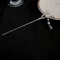 Silver lantern hair pin with pearl lily valley tassels and floral metal accents - Silver