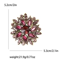 Spilla floreale vintage in oro antico con cristalli rossi e rosa, altezza 5,2 cm - Viola