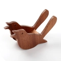 Handcrafted walnut wood trivet featuring a creative double bird design for dining - Ebony Bird Shape Single Base