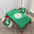 Red and green plaid Christmas tablecloth and pillows set with Merry Christmas print - 40*70cm / ZB032-6 (Red Green Plaid Circle Tablecloth And Pillowcases)