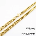 Chaîne gourmette dorée classique de 450x7mm pesant 40g pour un style hip-hop chic - 45cm / Or 7mm