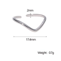 Minimalist silver wavy adjustable open ring with 2mm band width and 0.7g weight - Steel