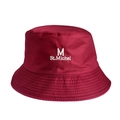 Detail of burgundy bucket hat featuring white letter embroidery and premium fabric texture - 55-58cm / Wine Red (St.Michel)