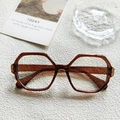 Retro geometrische sechseckige Sonnenbrille in durchscheinendem Braun Modell KD97203 C2 - Dunkelbrauner Rahmen Klare Linse