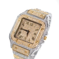 Orologio al quarzo quadrato bicolore con strass incastonati e numeri romani - Bicolore (Quadrante con Strass)