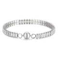 Silver square zircon tennis bracelet with polished magnetic ball clasp for women - Steel Color (6mm*170mm)