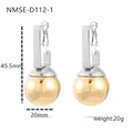 Boucles d'oreilles boules géométriques en acier titane 18K avec crochet argent - Bicolore Or Argent