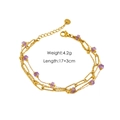 Detailed view of layered gold chain bracelet with purple stone and 4.2g weight - Style 3 (Purple Square Beads)
